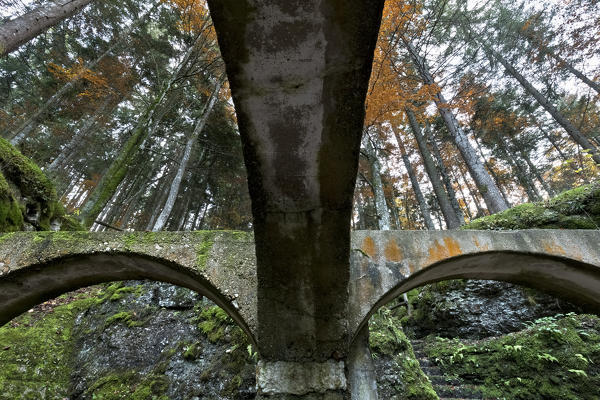 Arched structure of the Austro-Hungarian command of the Great War. Virti, Folgaria, Alpe Cimbra, Trento province, Trentino Alto-Adige, Italy, Europe.