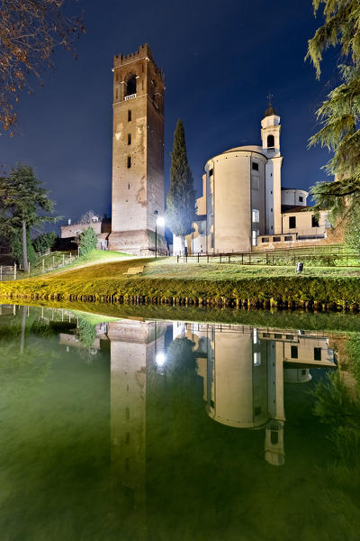 Night at the cathedral of Santa Maria Assunta and San Liberale of Castelfranco Veneto. Treviso province, Veneto, Italy, Europe.