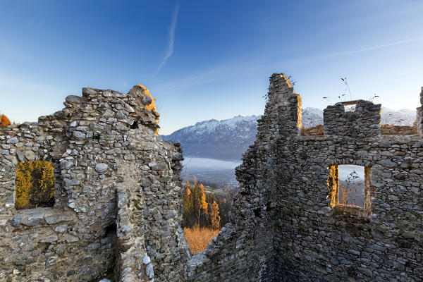 Medieval ruins of the Castellalto castle. Telve, Valsugana, Trento province, Trentino Alto-Adige, Italy, Europe.