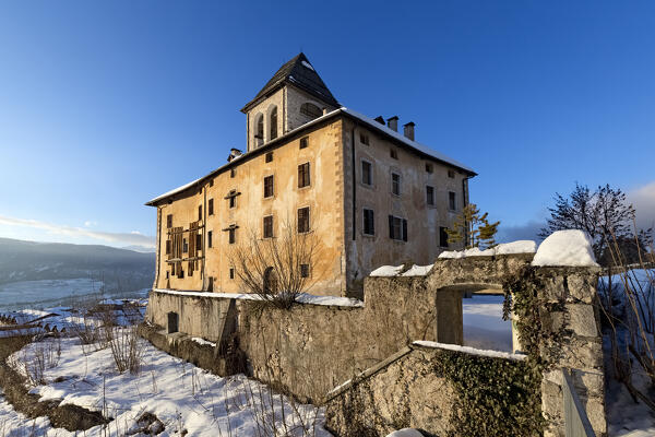 Malosco castle was the birthplace of the artist Fortunato Depero. Borgo d'Anaunia, Non Valley, Trento province, Trentino Alto-Adige, Italy, Europe.