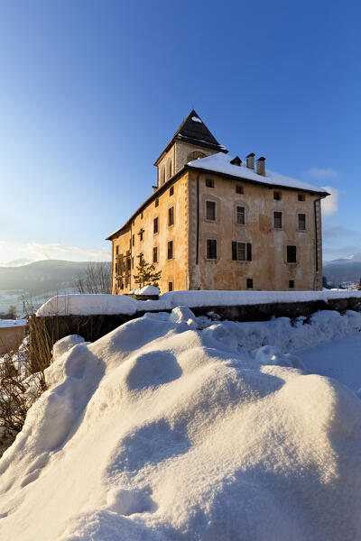 The medieval castle of Malosco was the birthplace of the artist Fortunato Depero. Borgo d'Anaunia, Non Valley, Trento province, Trentino Alto-Adige, Italy, Europe.