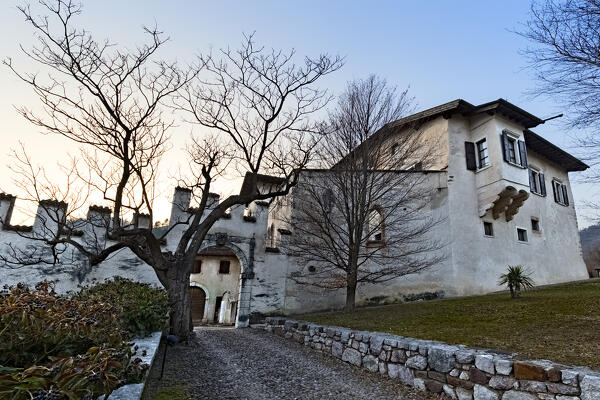 Telvana Castle is a medieval building and today houses the town hall of Civezzano. Trento province, Trentino Alto-Adige, Italy, Europe.