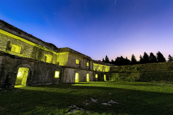 Night at the Fort Punta Corbin. Tresché Conca, Roana, Vicenza province, Veneto, Italy, Europe.