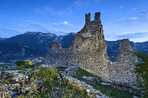 Medieval ruins of the castle of Selva. Levico Terme, Valsugana, Trento province, Trentino Alto-Adige, Italy, Europe.