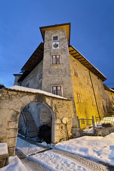 Casa Corazzi is a Renaissance palace in the village of Arsio. Non Valley, Trento province, Trentino Alto-Adige, Italy, Europe.