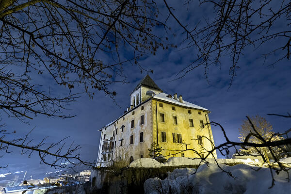 Malosco Castle: what looks like the Addams family home was the birthplace of the futurist artist Fortunato Depero. Trento province, Trentino Alto-Adige, Italy, Europe,