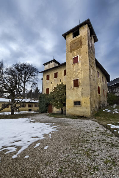 The Seregnano castle is a medieval building that was transformed into a fortified noble palace in the 16th century. Civezzano, Trento province, Trentino Alto-Adige, Italy, Europe. 