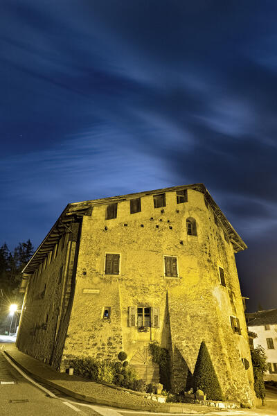 The Palazzo Nero (Black Palace) in Coredo is a medieval building that was the site of the most famous witchcraft trial in Trentino. Non Valley, Trento province, Trentino Alto-Adige, Italy, Europe.