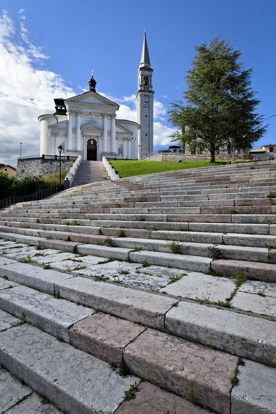 The archpriest church of Santa Giustina Vergine e Martire is known as the cathedral of Enego. Sette Comuni, Province of Vicenza, Veneto, Italy.