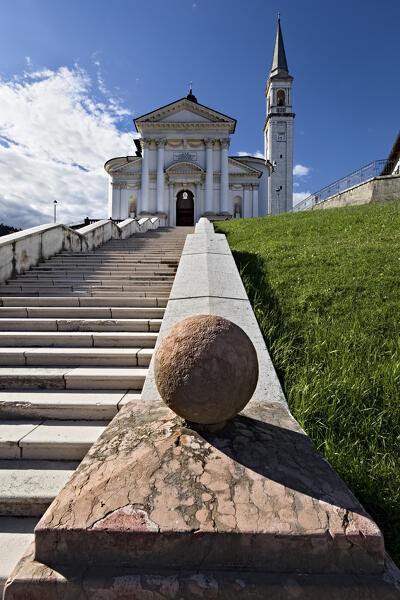 The archpriest church of Santa Giustina Vergine e Martire is known as the cathedral of Enego. Sette Comuni, Province of Vicenza, Veneto, Italy.