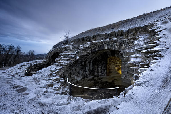 Artillery position of the Habsburg fort of Tenna. Tenna. Valsugana, Trentino, Italy.