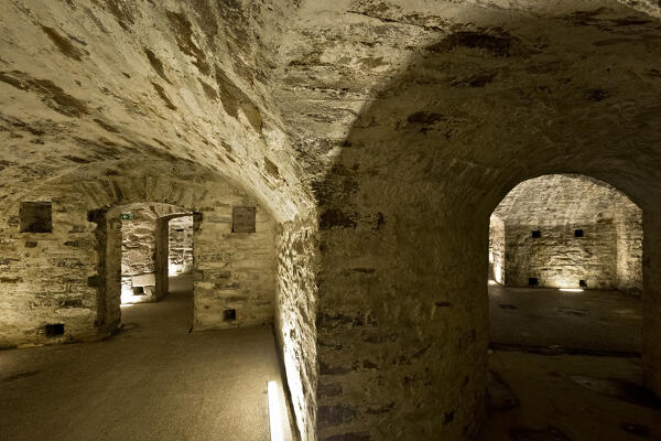 Forte Tenna: internal rooms used as warehouses. Tenna,Valsugana, Trentino, Italy.