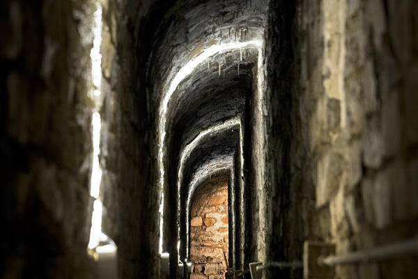 Forte Tenna: internal rooms used as warehouses. Tenna,Valsugana, Trentino, Italy.