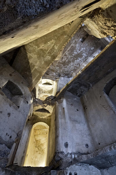 Fort Cima Vezzena: internal rooms without floors. Levico Terme, Trentino, Italy.