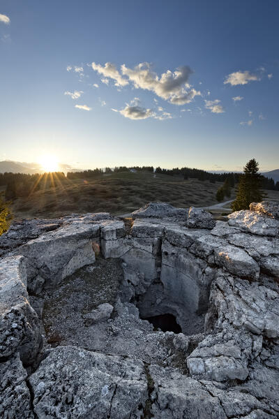 Fort Busa Verle: base of the observatory on the top of the Habsburg fortress of the Great War. Vezzena, Levico Terme, Trentino, Italy.