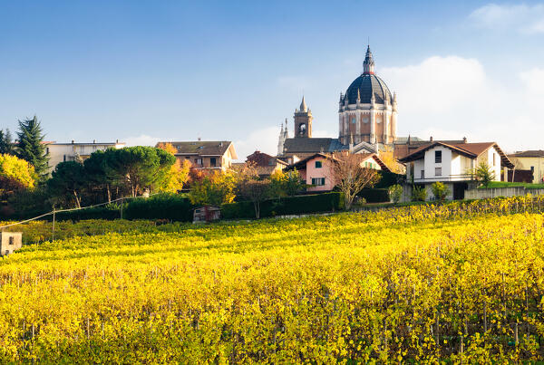 Monferrato hills with foliage and view of Fontanile, Fontanile, Piedmont, Italy