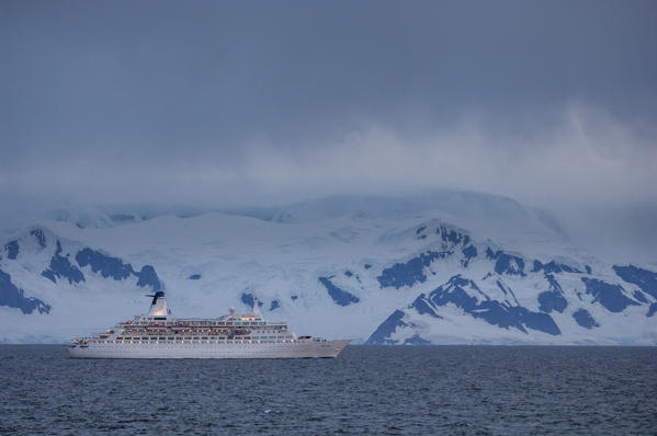 Antarctica, Antarctic Peninsula, Gerlache strait, Discovery cruise ship.