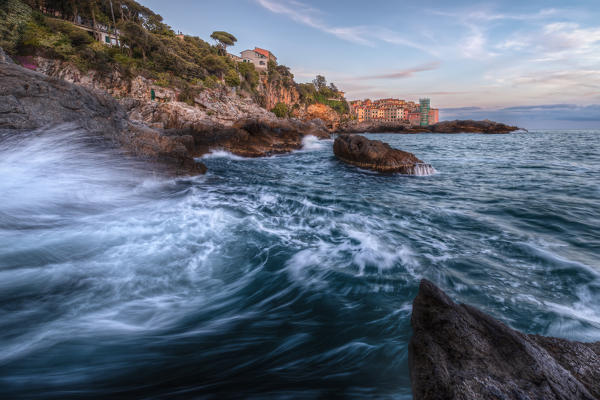 Sunset on the Tellaro cliff, municipality of Lerici, La Spezia province, Liguria district, Italy, Europe