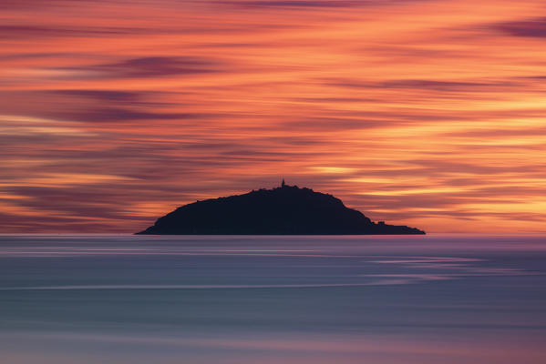 Long exposure on the Gulf of Poets, Tino Island, municipality of Lerici, La Spezia province, Liguria, Italy, Europe
