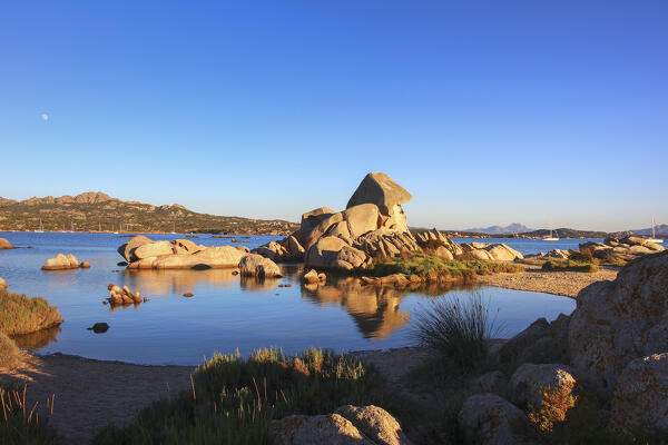 Sunset on the Octopus Head Beach in La Maddalena, La Maddalena island, Sassari province, Sardinia, Italy, Europe.