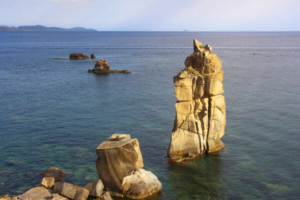 Sunset at Colonne di Carloforte, San Pietro Island, Carbonia Iglesias province, Sardinia, Italy, Europe.