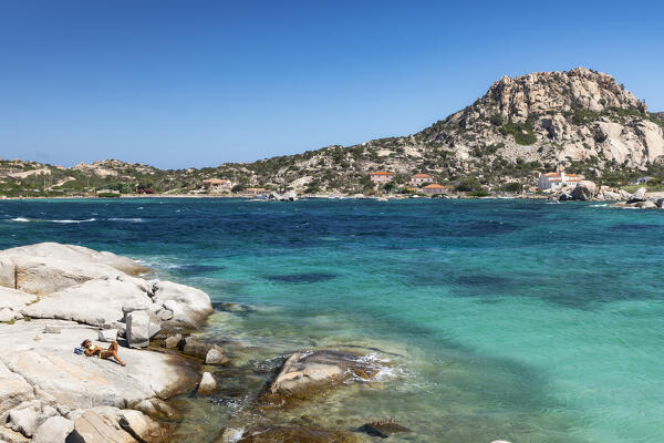 The cliff of Punta Tegge, La Maddalena island, Sassari province, Sardinia, Italy, Europe.