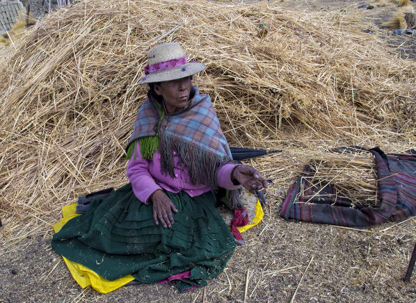 Ayamara woman in the typical costume. Aymaras are the native population of the Titicaca Lake area, in Bolivia, South America.