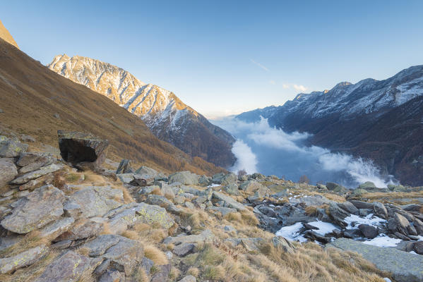 Sunset in Orco valley, Gran Paradiso National Park, Piedmont, province of Turin, Italian alps, Italy