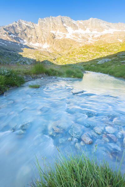 Levanne and Pian del Nel at dawn, Valle dell Orco, Gran Paradiso National Park, Province of Turin, Piedmont, Italian alps, Italy