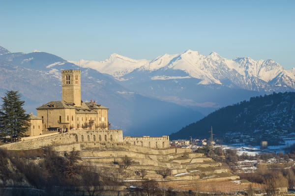 Sarre Castle at late afternoon, Aosta Valley, Italian alps, Italy