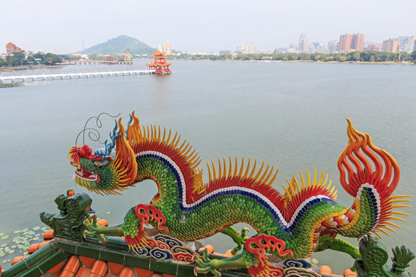 Detail of the Dragon at Dragon And Tiger Pagodas of Lotus Pond, Kaohsiung, Taiwan