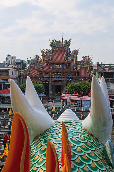 Detail of the Dragon at Dragon And Tiger Pagodas of Lotus Pond, Kaohsiung, Taiwan