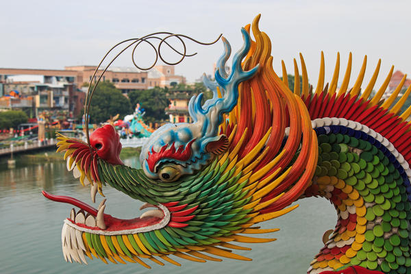 Detail of the Dragon at Dragon And Tiger Pagodas of Lotus Pond, Kaohsiung, Taiwan