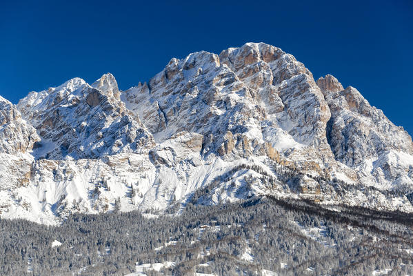 Cristallo peak after a snowfall, Cortina d'Ampezzo, Veneto, Italy, Europe