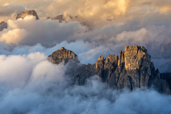 Nuvolau hut in the clouds, Veneto, Italy, Europe