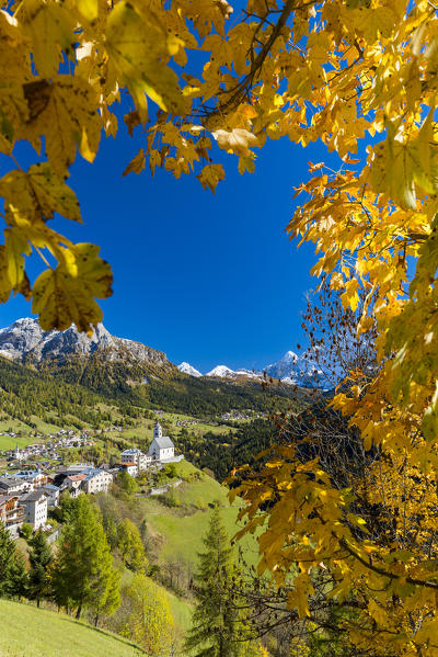 Colle Santa Lucia in autumn. Val Fiorentina, Veneto, Italy.