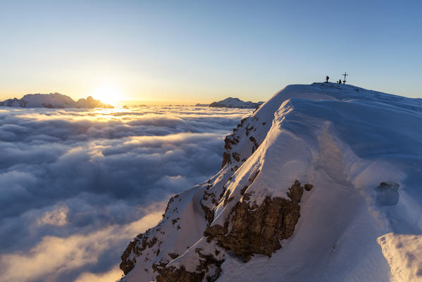 Sunset from the top of Piccolo Lagazuoi. Cortina d'Ampezzo, Belluno province, Veneto, Italy.