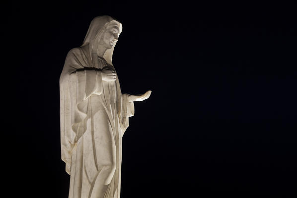 Europe, Balkans, Bosnia and Herzegovina, Medjugorje. The statue of the Virgin Mary on the apparition hill