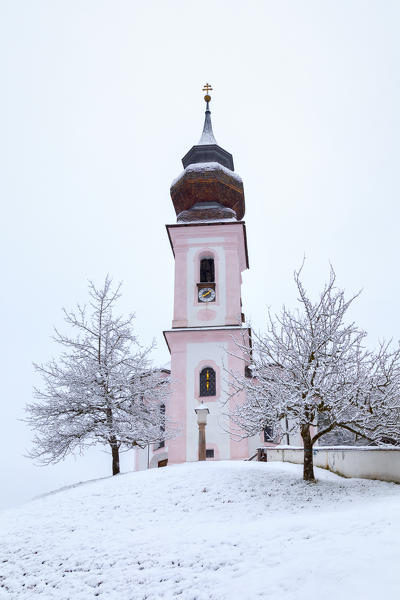 Pilgrimage church Maria Gern in winter, Berchtesgaden, Bavaria, Germany, Europe