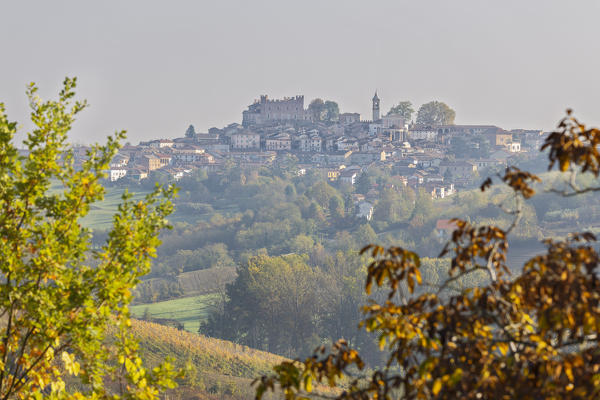 Monferrato, Asti district, Piedmont, Italy. Autumn in the Monferrato wine region, Montemagno castle
