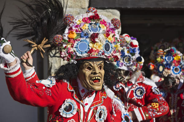 Aosta valley, Allein, Italy. Alpine carnival Coumba Freida