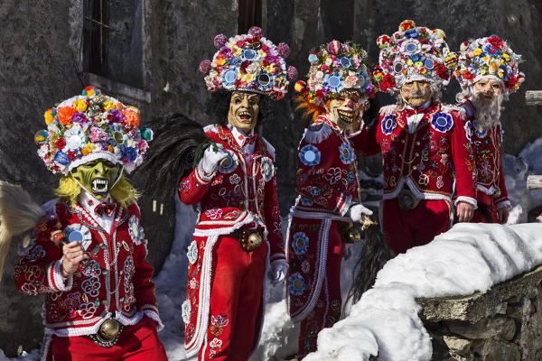 Aosta valley, Allein, Italy. Alpine carnival Coumba Freida