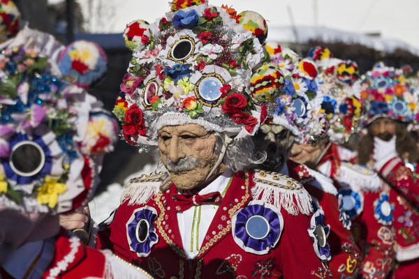 Aosta valley, Allein, Italy. Alpine carnival Coumba Freida