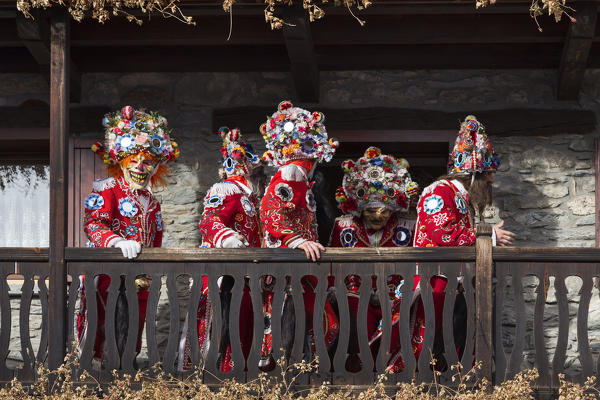 Aosta valley, Allein, Italy. Alpine carnival Coumba Freida