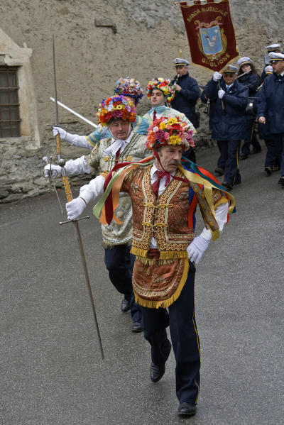 Susa valley,Giaglione,Turin,Piedmont,Italy. Alpine carnival Spadonari di Giaglione