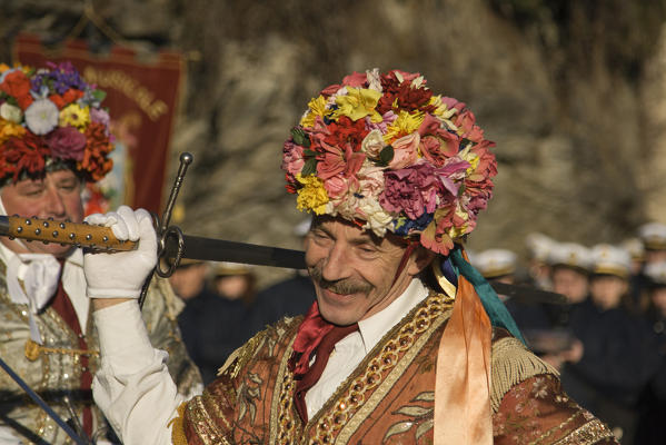 Susa valley,Giaglione,Turin,Piedmont,Italy. Alpine carnival Spadonari di Giaglione