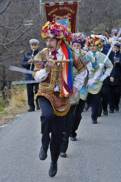 Susa valley,Giaglione,Turin,Piedmont,Italy. Alpine carnival Spadonari di Giaglione