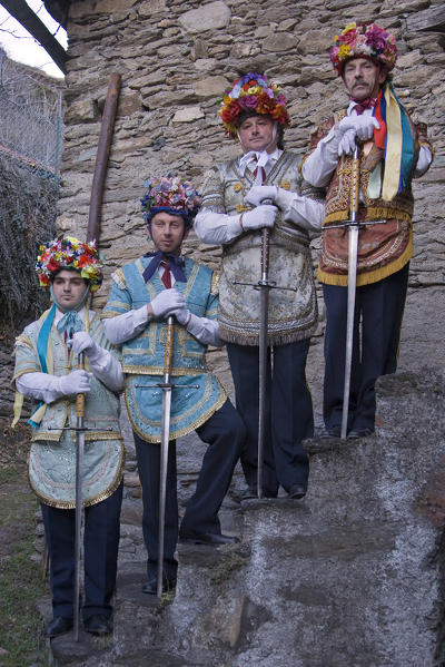 Susa valley,Giaglione,Turin,Piedmont,Italy. Alpine carnival Spadonari di Giaglione