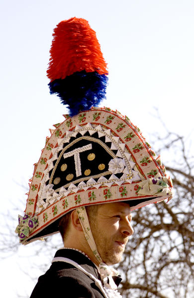 Varaita valley,Cuneo,Sampeyre,Piedmont,Italy. Alpine carnival La Baio di Sampeyre