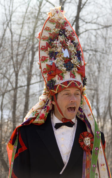 Varaita valley,Cuneo,Sampeyre,Piedmont,Italy. Alpine carnival La Baio di Sampeyre